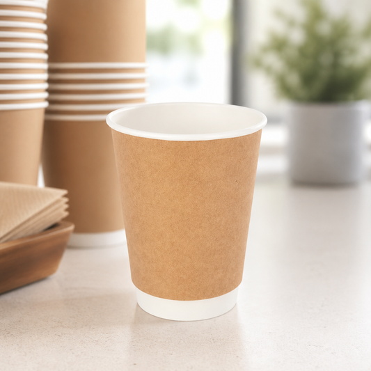 340ml Disposable Double Wall Coffee Cups 500 Pack Recyclable