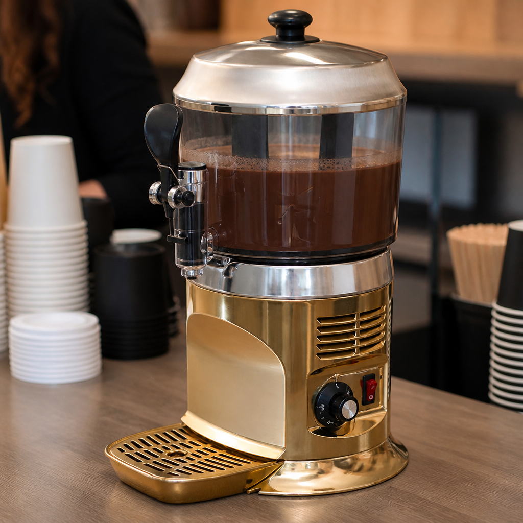 5L Commercial Hot Chocolate Dispenser Machine in Gold Finish