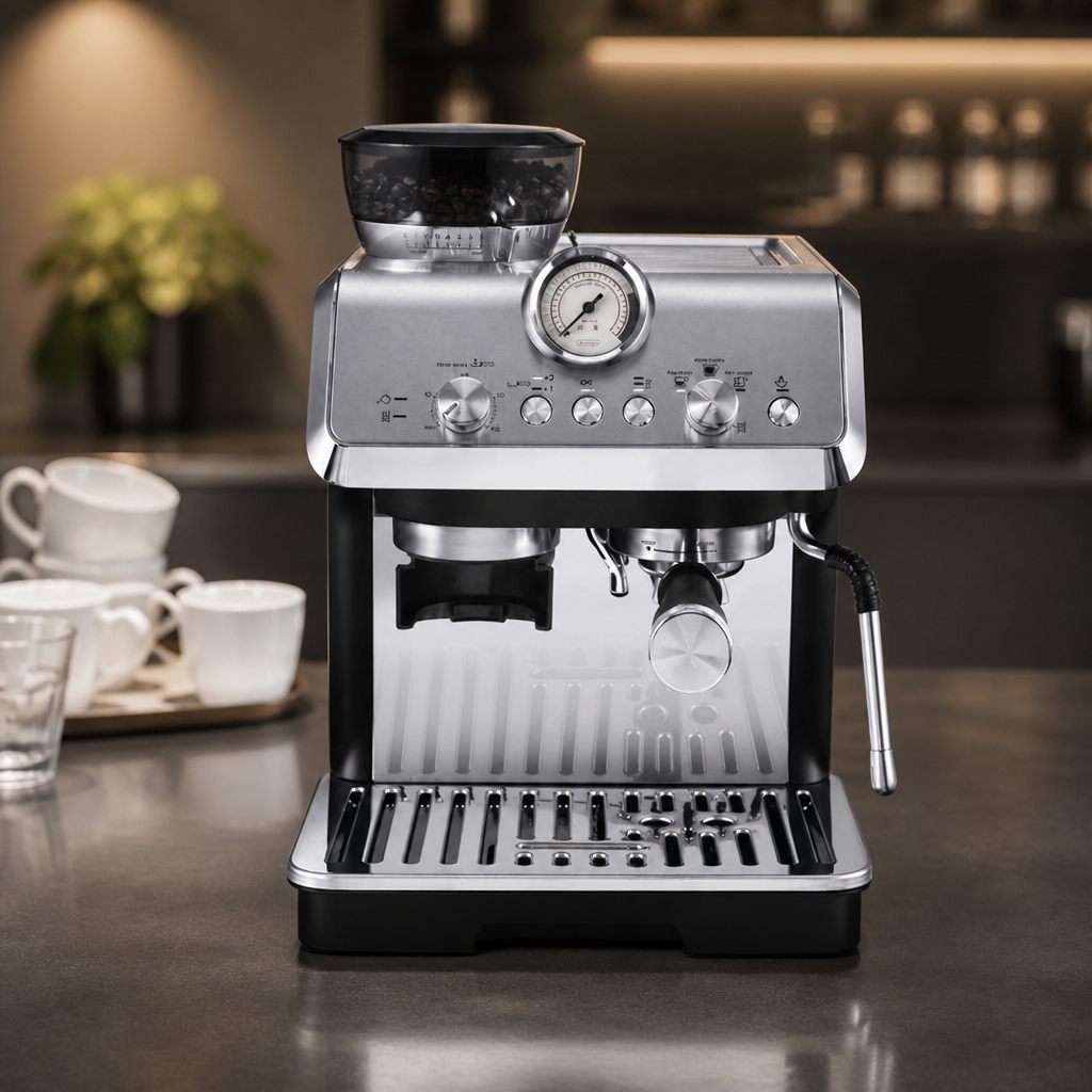 Compact Manual Bean to Cup Espresso Coffee Machine 400mm