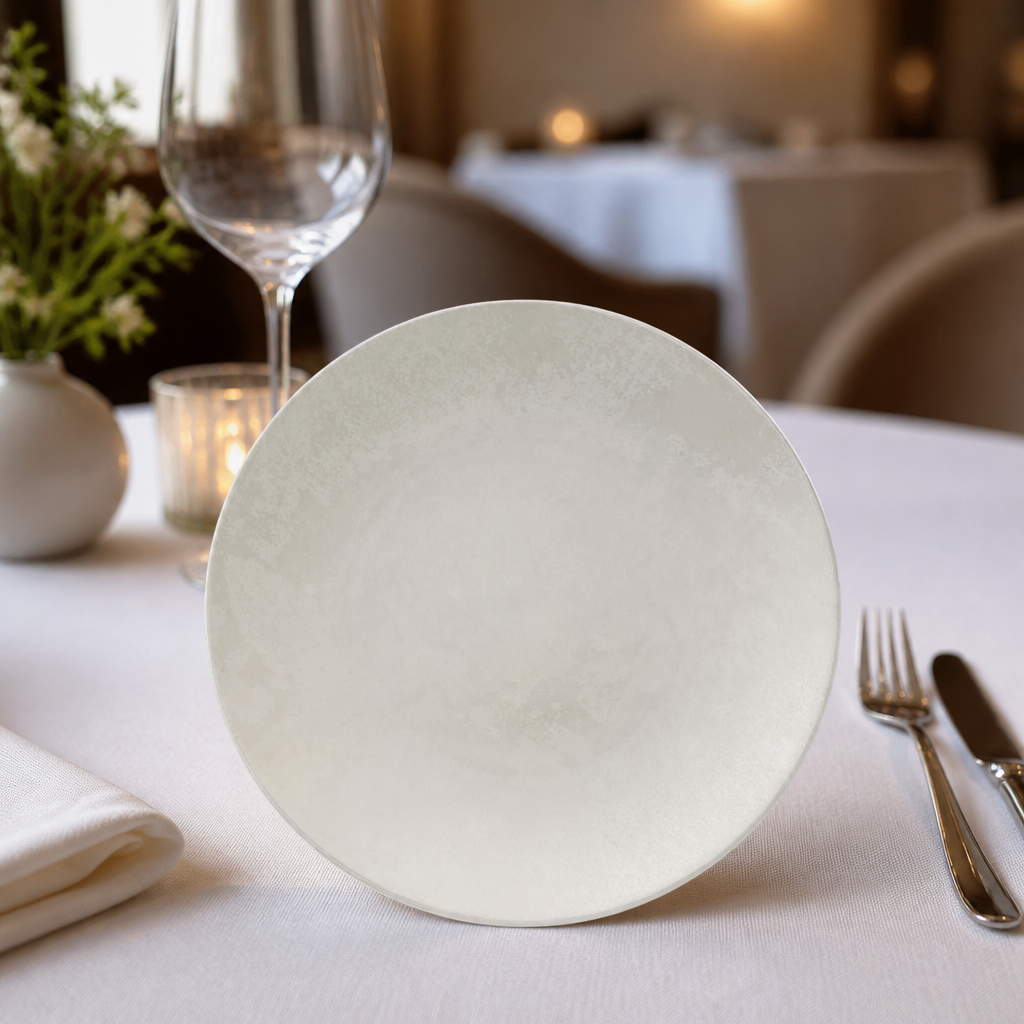 Set of 6 Crushed Velvet Coupe Plates 255mm for catering