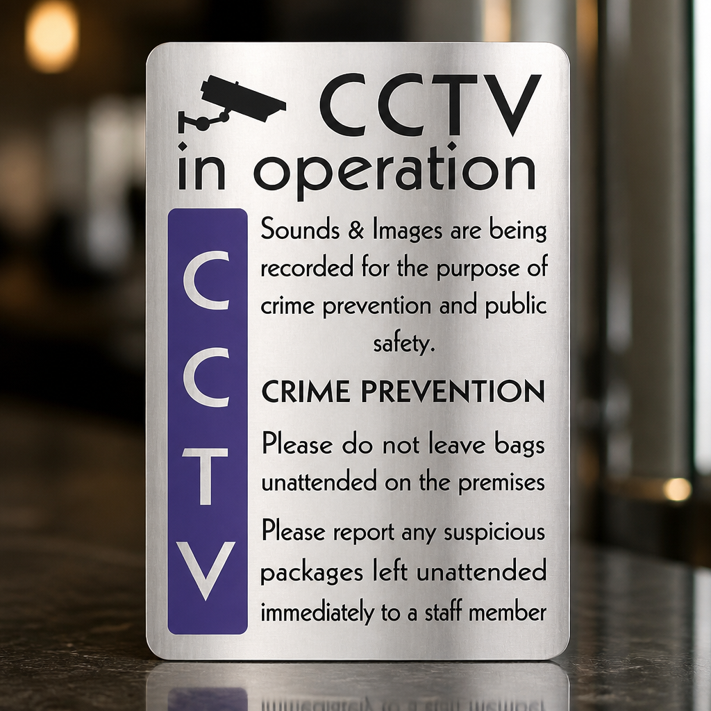 CCTV In Operation Sign - Commercial Bar Signage 290x195mm