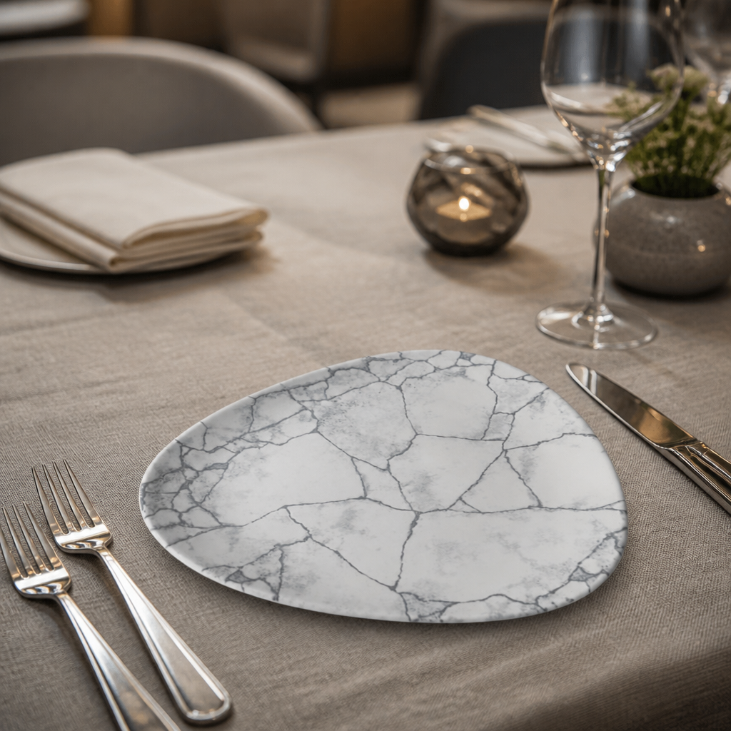 Commercial Kintsugi Pearl Grey Plates 228mm - 12 Pack
