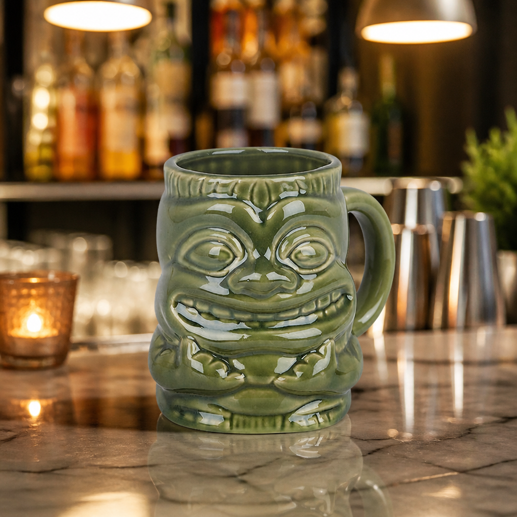 Commercial Tiki Mug With Handle 425ml Ceramic Barware