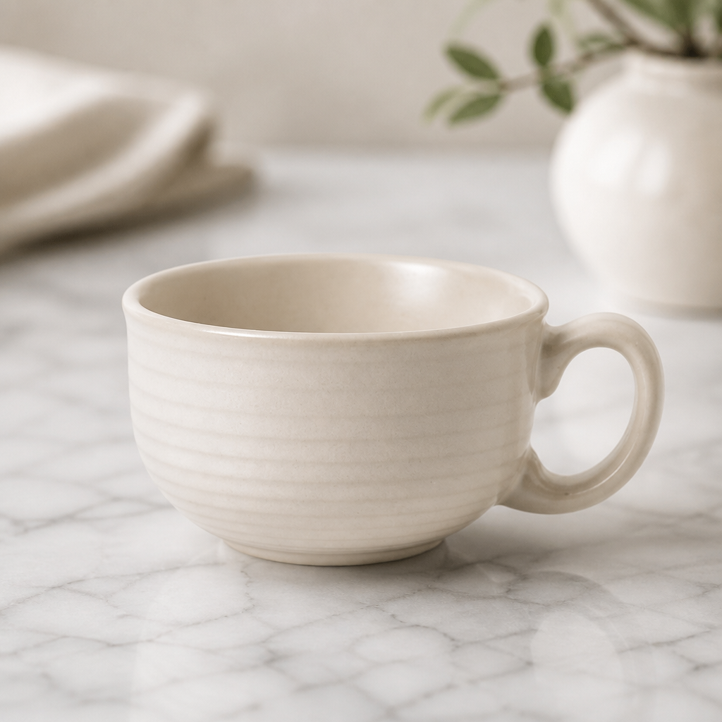 Pearl finish vitrified stoneware teacups 227ml 6 pack