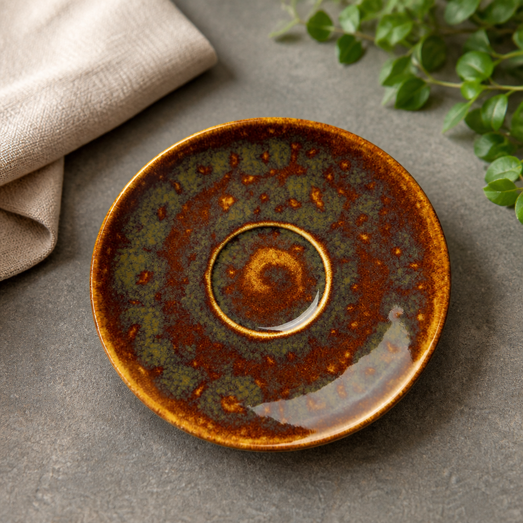 Commercial Amber Saucers 152mm 12 Pack Vitrified Ceramic