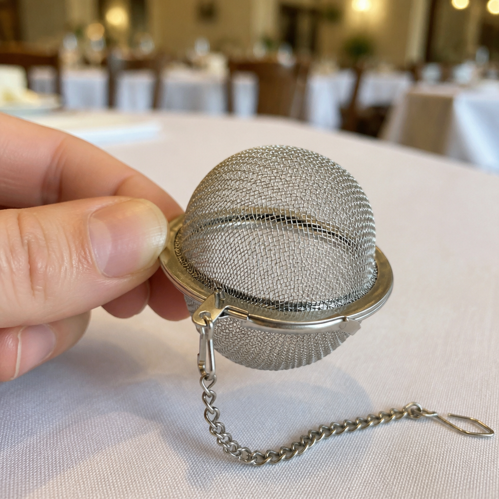 Commercial Stainless Steel Tea Strainer 50mm with chain hook