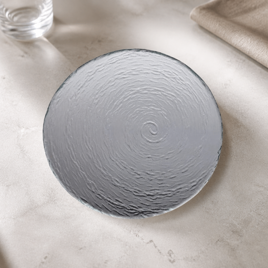 Large Smoked Glass Platter 300mm for Commercial Catering 6 Pack