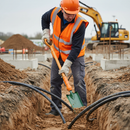 Premium Insulated Cable Laying Shovel - 28" Solid Forged Head with Durable Metal Shaft for Heavy Duty Use