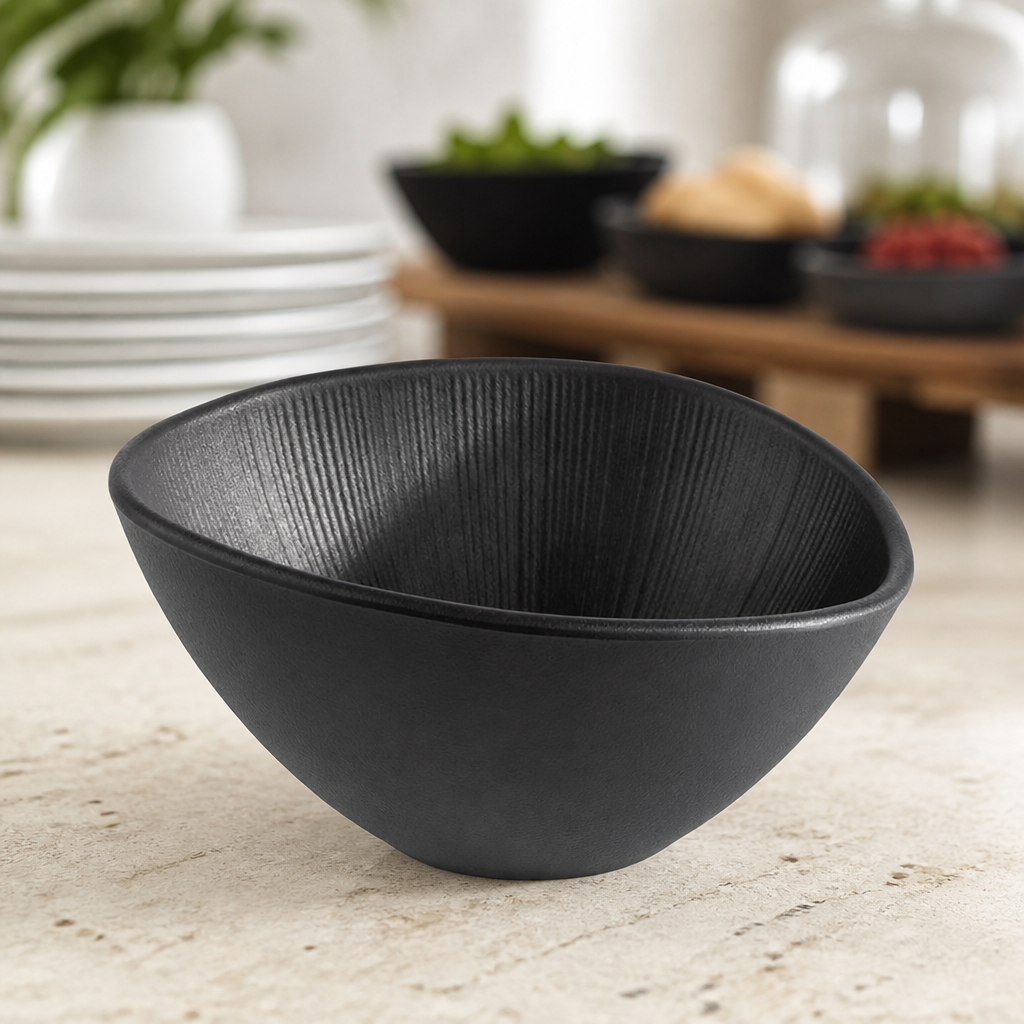 Commercial Melamine Bowl Black 500ml 240mm Diameter