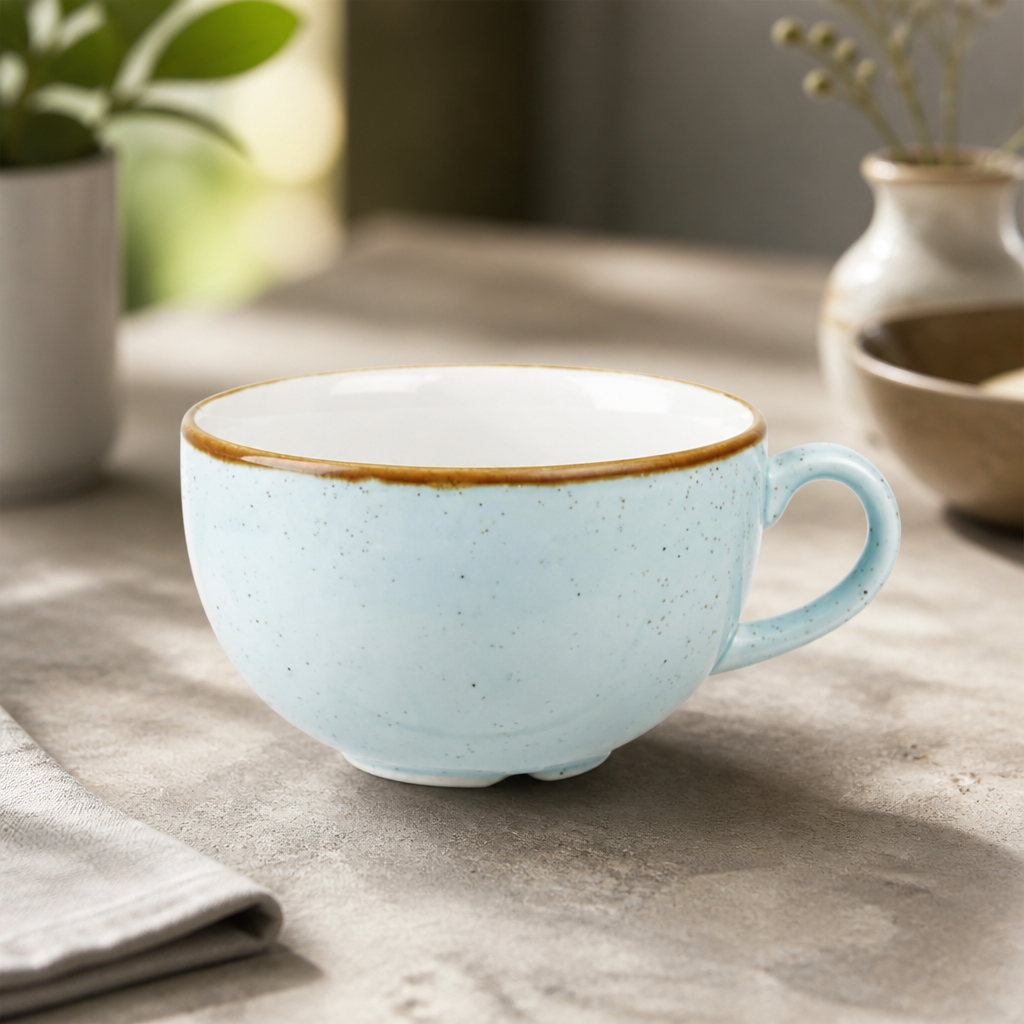 Commercial Cappuccino Cups 8oz Duck Egg Blue 12 Pack