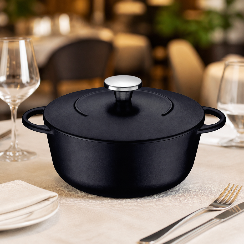 4Ltr Commercial Cast Iron Casserole Dish Oven Safe 260°C
