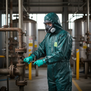 Premium Multi-Layer Chemical Barrier Coverall with Type 3/4/5 Protection in Green