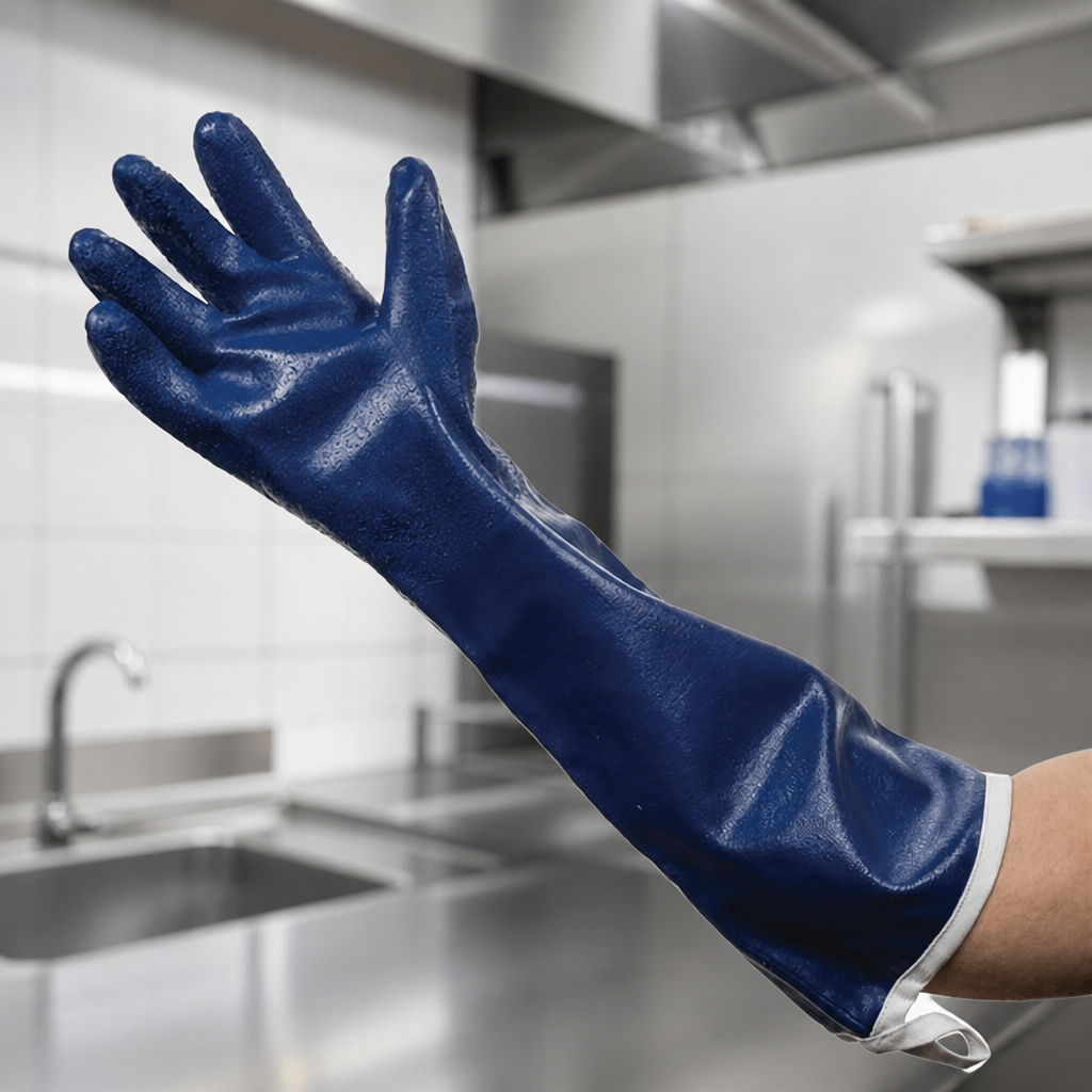 20" Commercial Rubber Cleaning Gloves for Steam Protection
