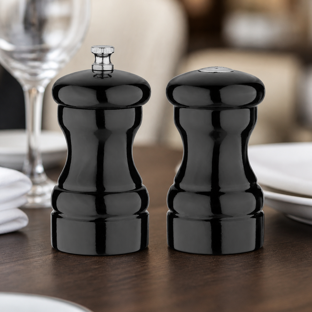 Commercial Salt And Pepper Shaker Set Black Glossy Finish