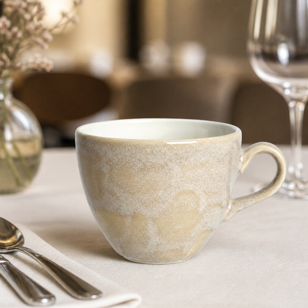 Commercial Sandstone Cups 350ml - 12 Pack Vitrified China
