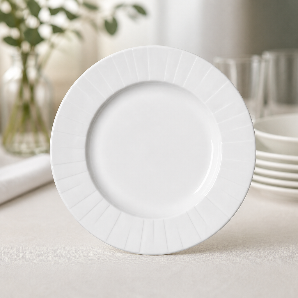 Commercial Mid Rim Plates 255mm - 24 Pack Durable Glaze