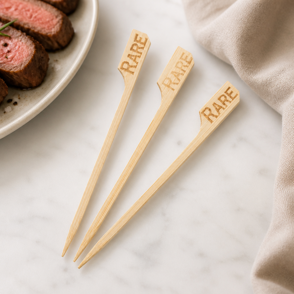 Biodegradable Bamboo Steak Markers - 100 Pack Catering Supplies