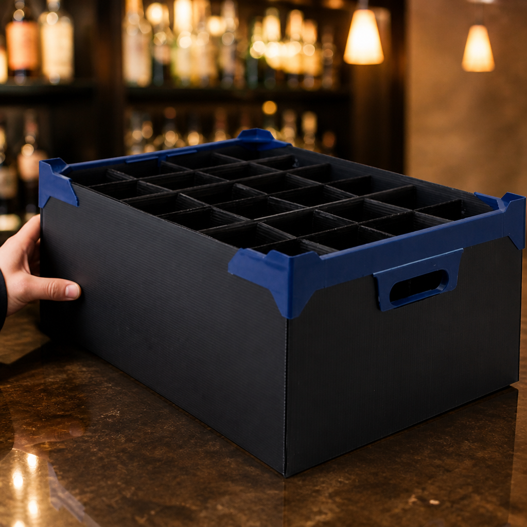 Commercial Glass Storage Box for 24 Wine Glasses 500x345x200mm