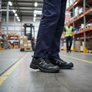 Premium Safety Work Trainer S1P SRC with Leather Upper, Padded Collar, and Dual Density Antistatic Sole for Unisex Sizes 3-13