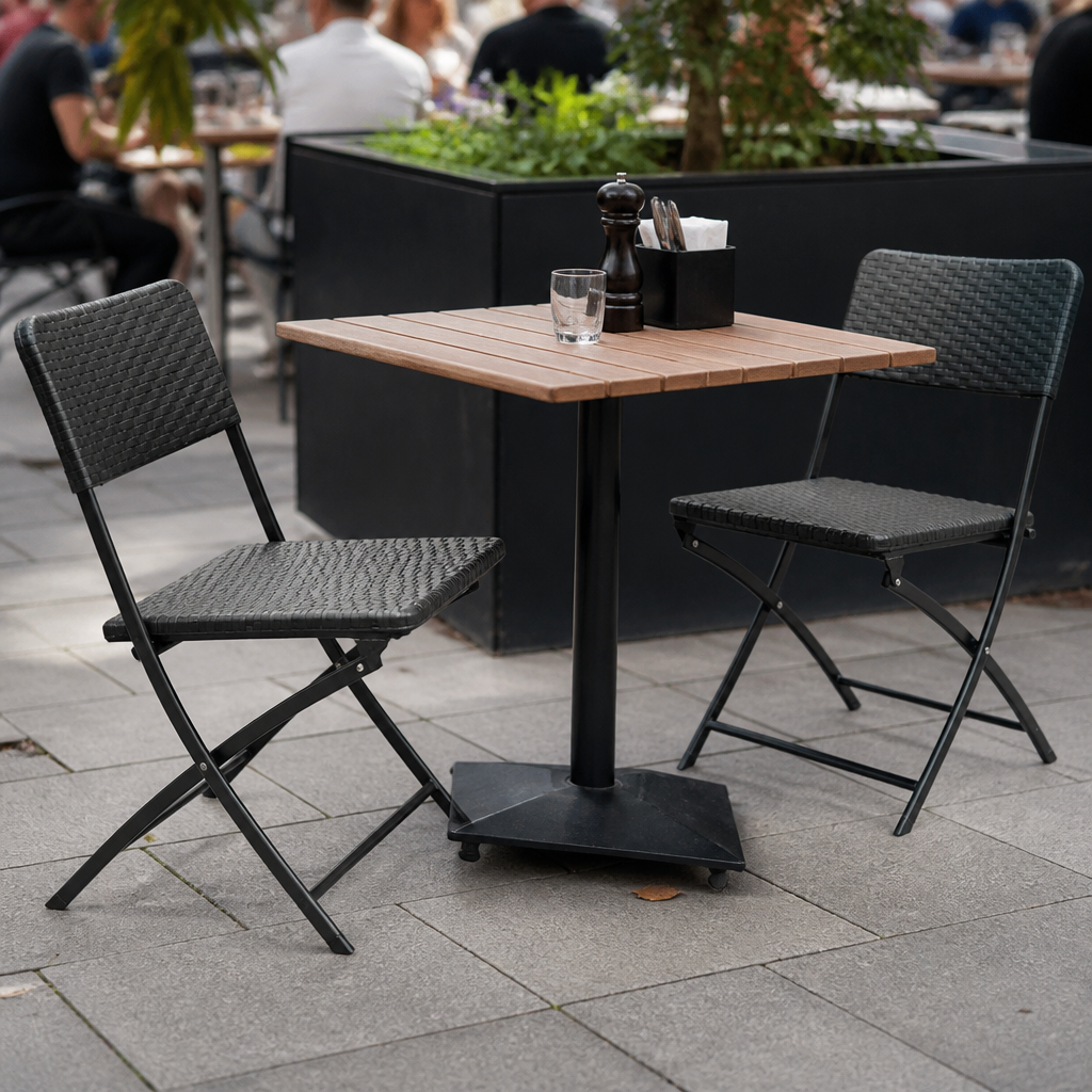 Commercial Rattan Folding Chairs Black 2 Pack for Catering