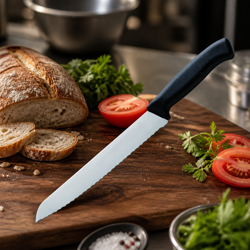 Commercial Bread Knife 21.6cm Black Hygienic Handle