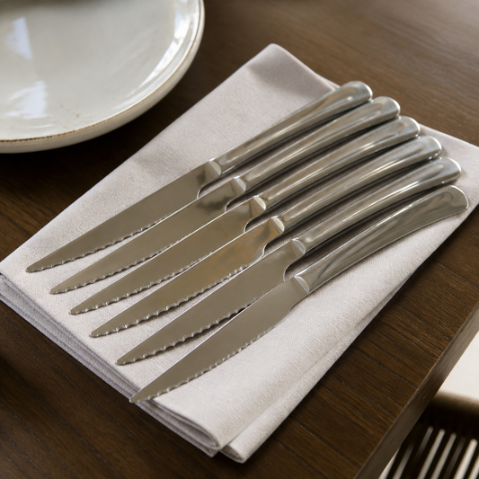 Commercial Steak Knives Set of 12 - Ergonomic 8" Serrated Blades