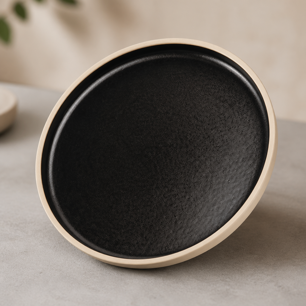 Commercial Canvas Flat Plates Delhi Black 180mm Set of 6