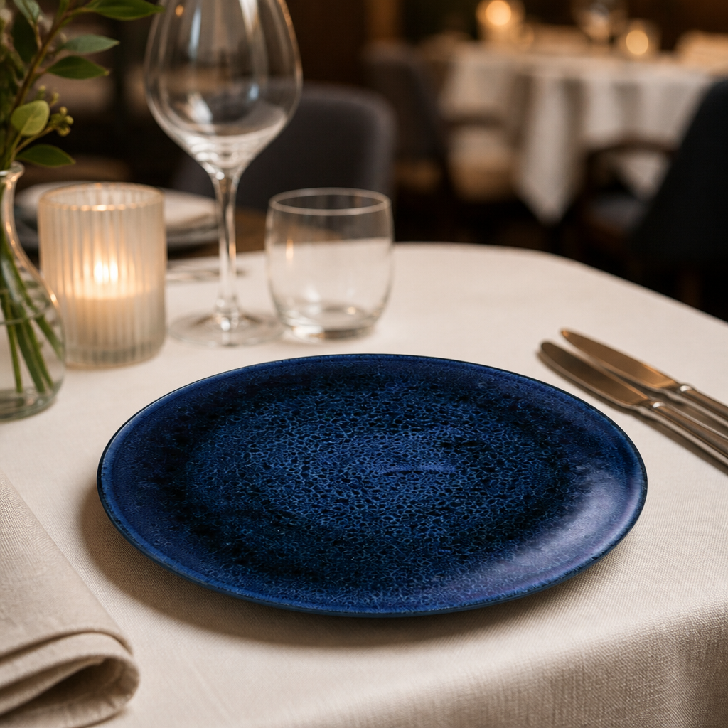Commercial Coupe Plates 11.25" Blue Plume Design - 12 Pack