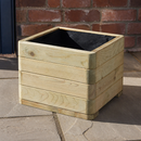 62 Litre Commercial Wooden Planter 50cm Square Garden Decor