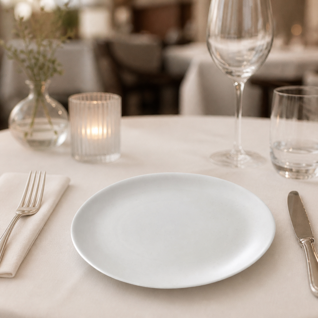 Commercial Vellum Coupe Plates 217mm durable ceramic 12 pack