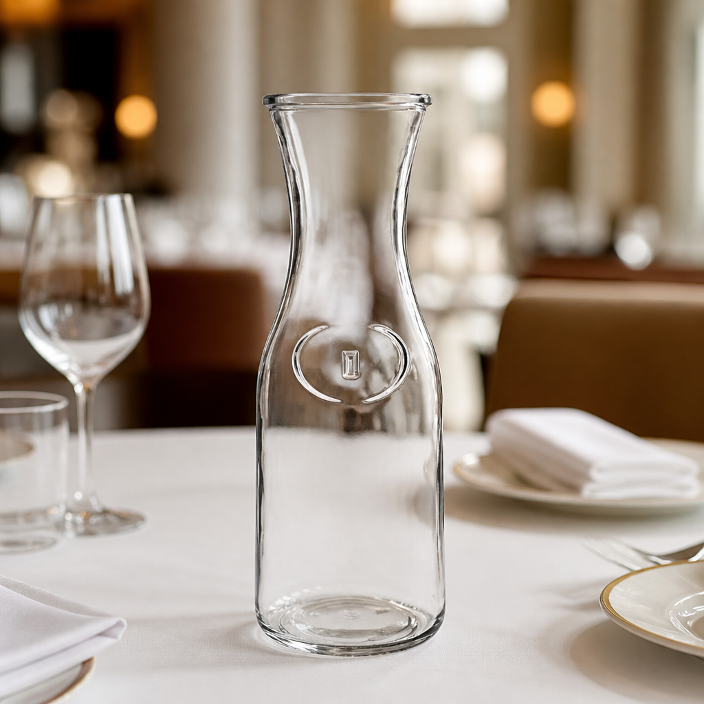 Pack of 6 clear 1 litre commercial glass carafes