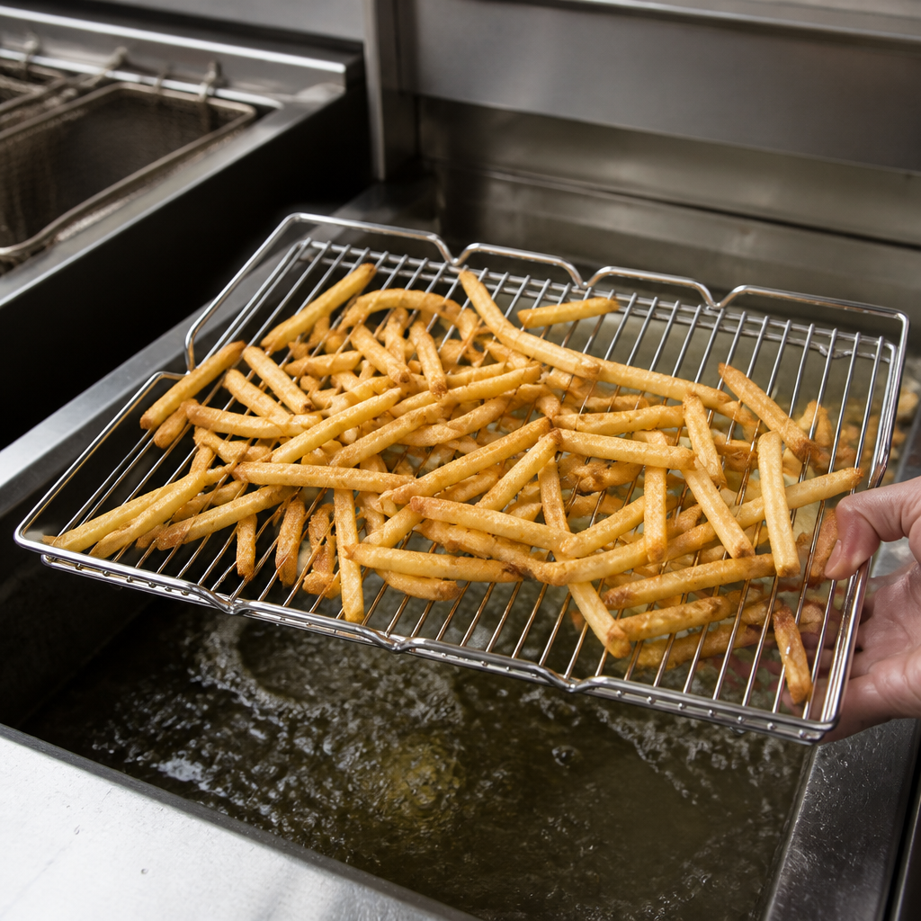 Commercial Fryer Flat Rack for efficient frying in kitchens