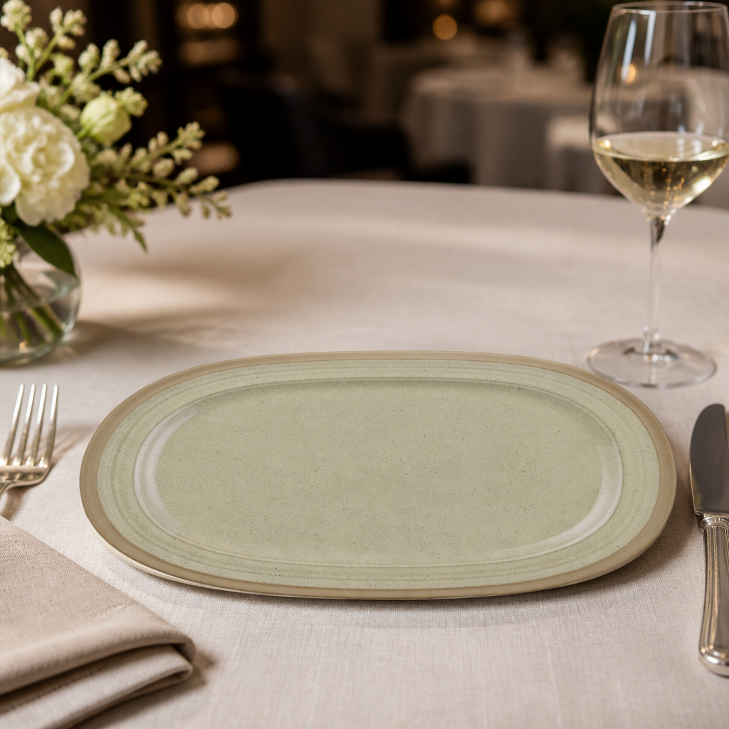 Commercial Stoneware Oval Plates 355mm - 6 Pack