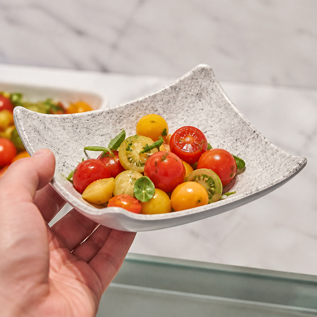 Commercial Melamine Dish 105mm Square 40ml Stackable Bowl