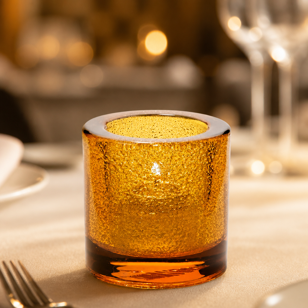Thick Round Amber Jewel Tealight 70x 73mm (6 Pack)