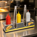 Commercial Hot Dog Sauce Station with Tongs and Stainless Steel Design