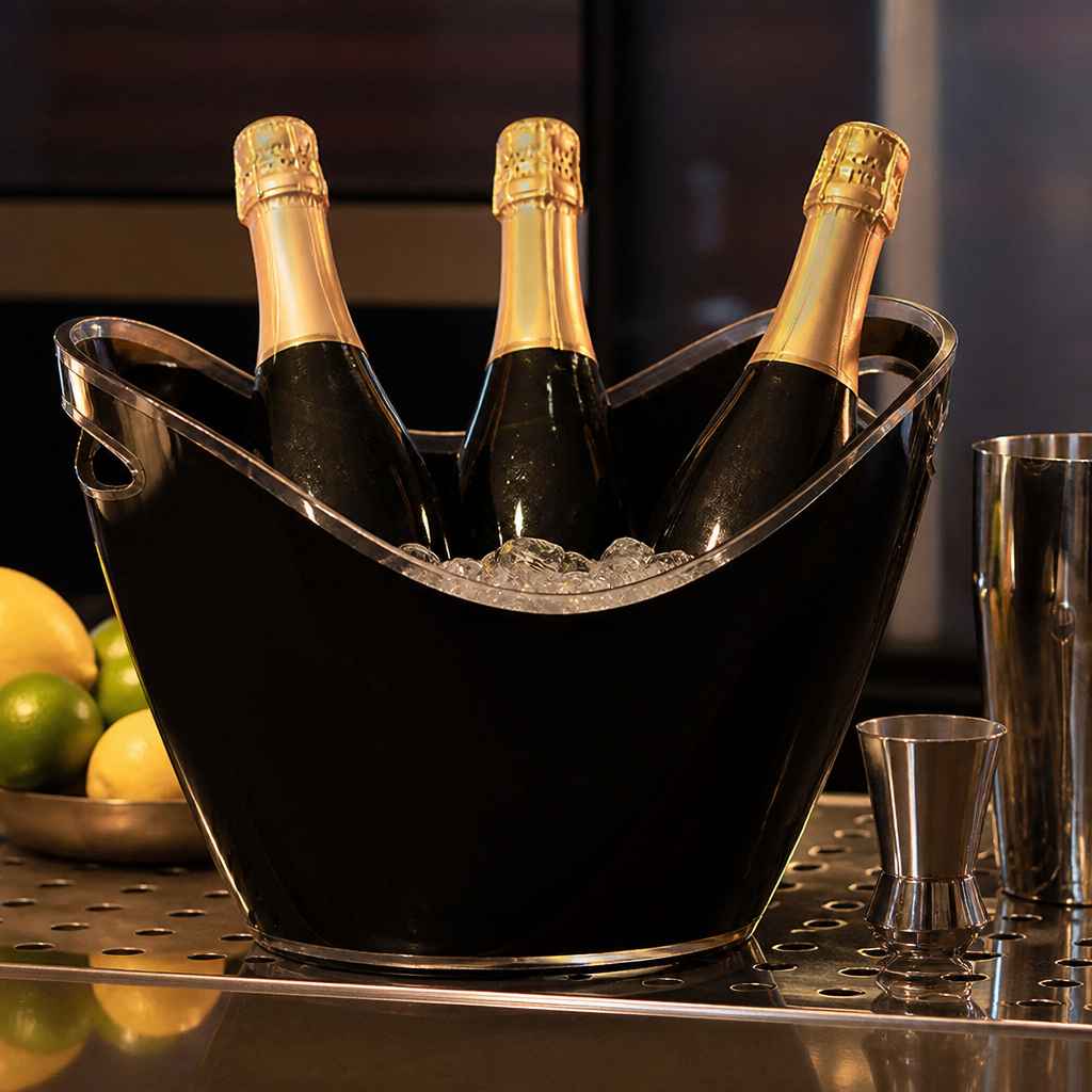 Large commercial acrylic wine and champagne bucket for 3 bottles