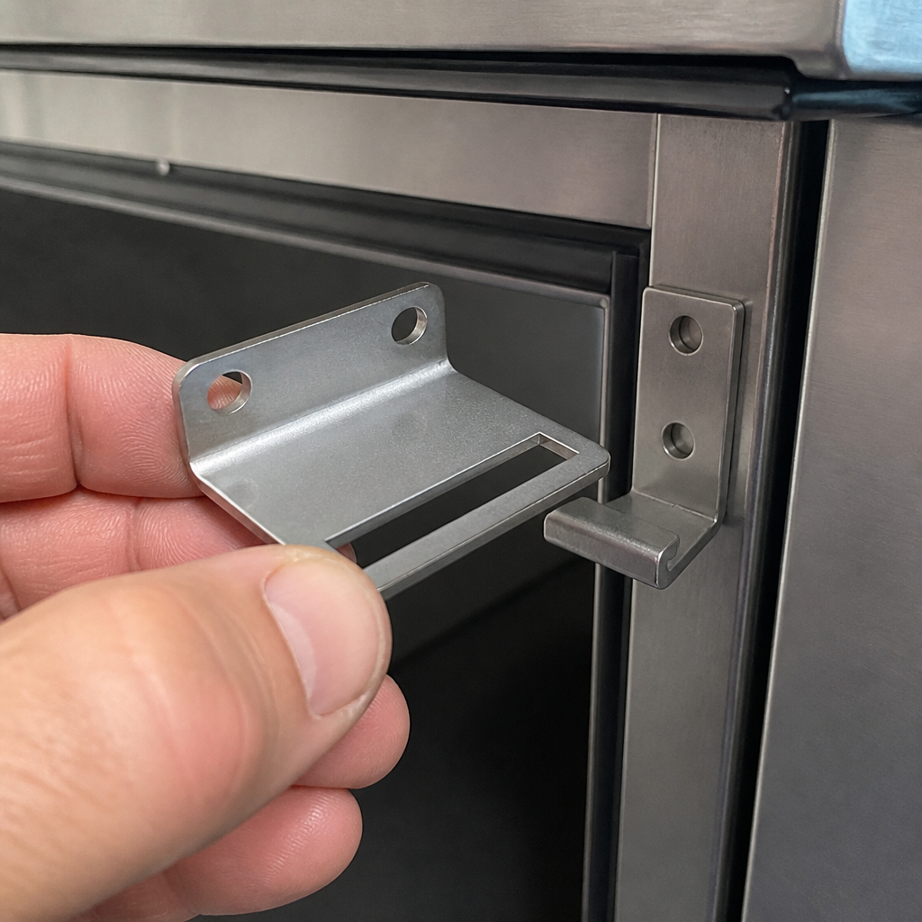 Stainless steel hook lock for commercial under counter fridge