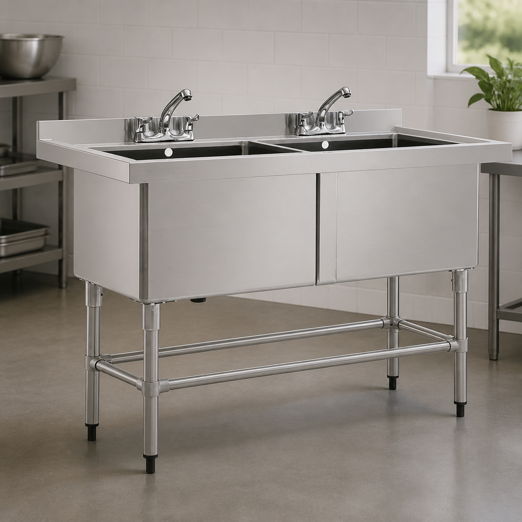 Commercial Double Deep Pot Sink 2 x 100L Stainless Steel