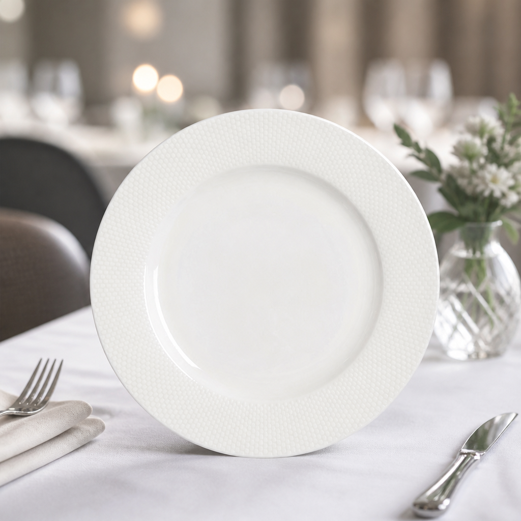 Commercial Bone China Plates 300mm Stackable 12 Pack