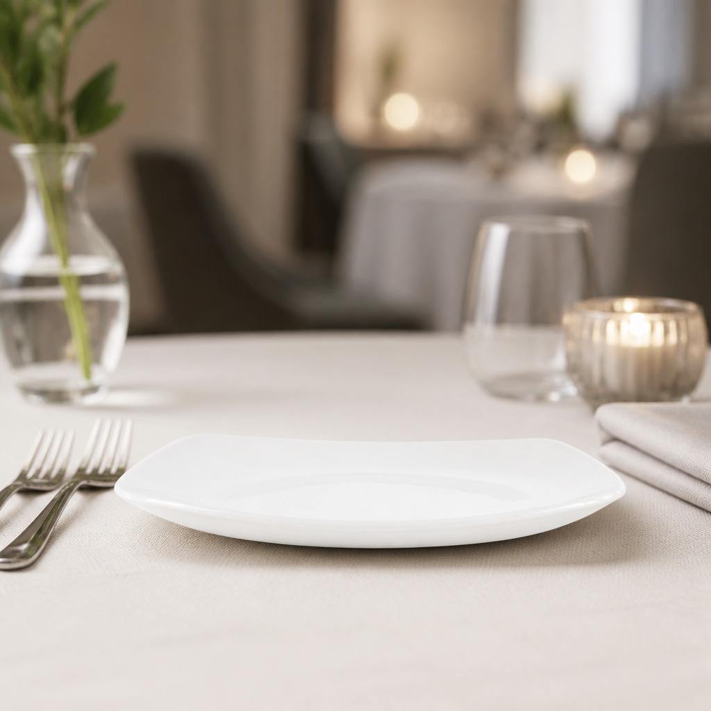 Commercial Square Plates 170mm Porcelain 12 Pack