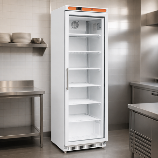 Commercial Glass Door Display Freezer 365Ltr Stainless Steel