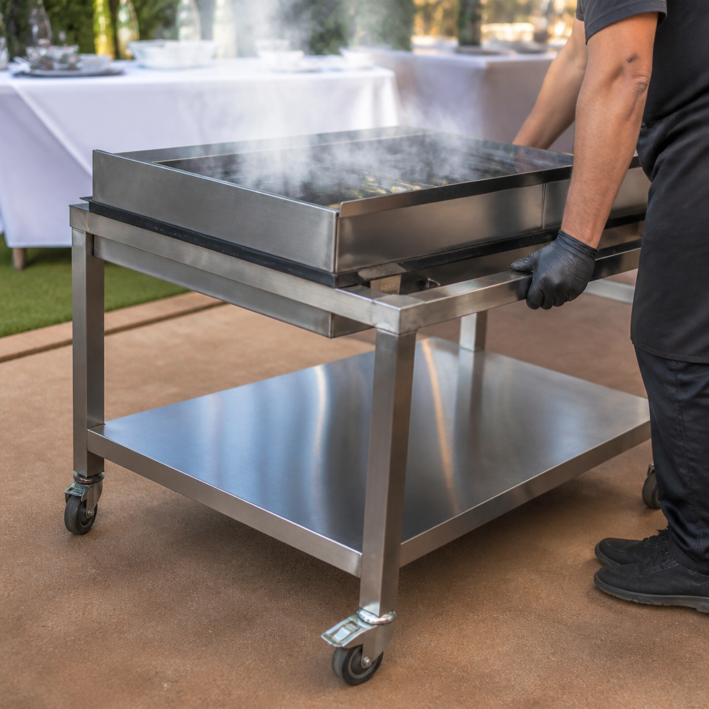 Mobile Table Stand for 900 Range Commercial Grills with Shelf