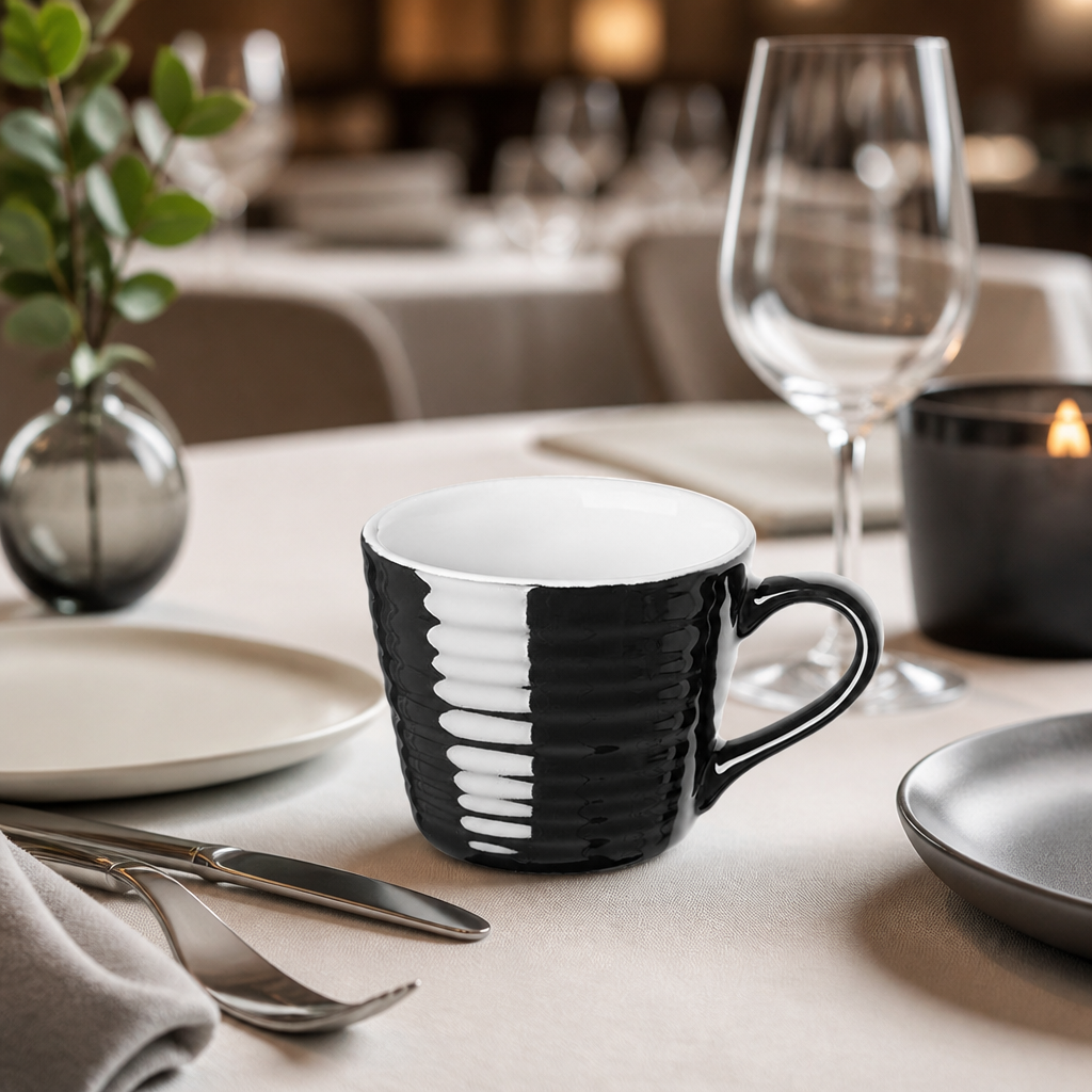 Commercial Stoneware Mugs 230ml Black 6 Pack