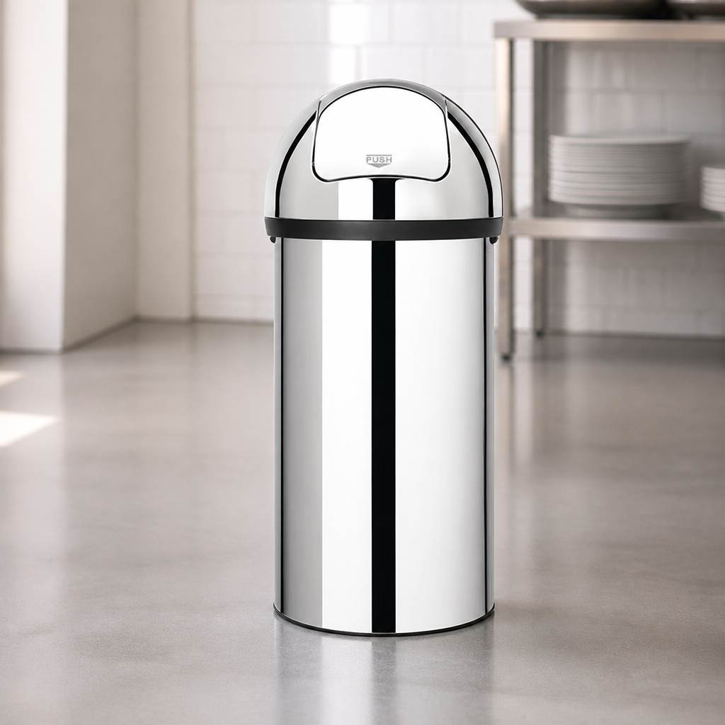 Commercial Stainless Steel Push Top Bin 60Ltr Capacity