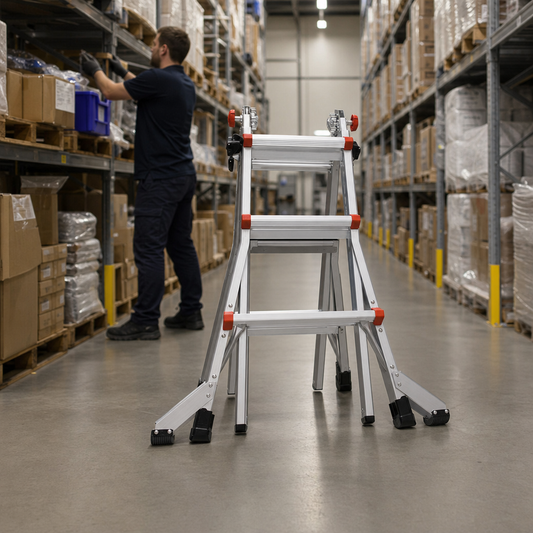 Adjustable A-Frame and Extension Ladder with 3 to 6 Rungs