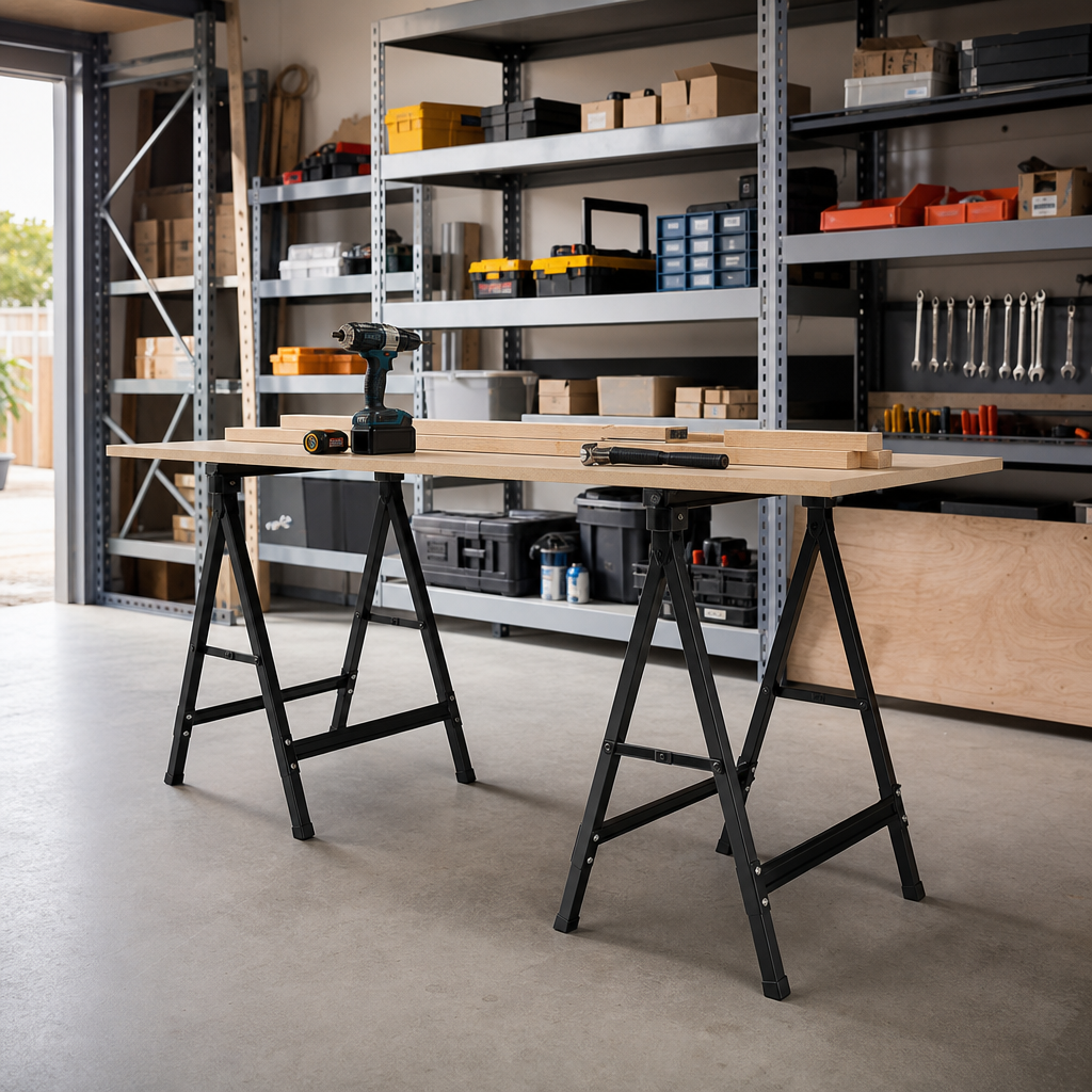 Adjustable Folding Trestles Pair with 450kg Load Capacity