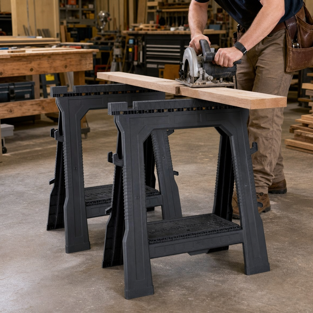 Adjustable Folding Trestles Pair with 450kg Load Capacity