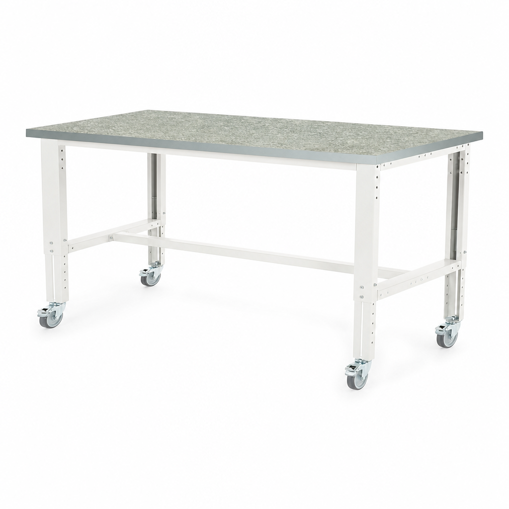 Adjustable Height Mobile Workbench with Lino Worktop 2000 x 750mm