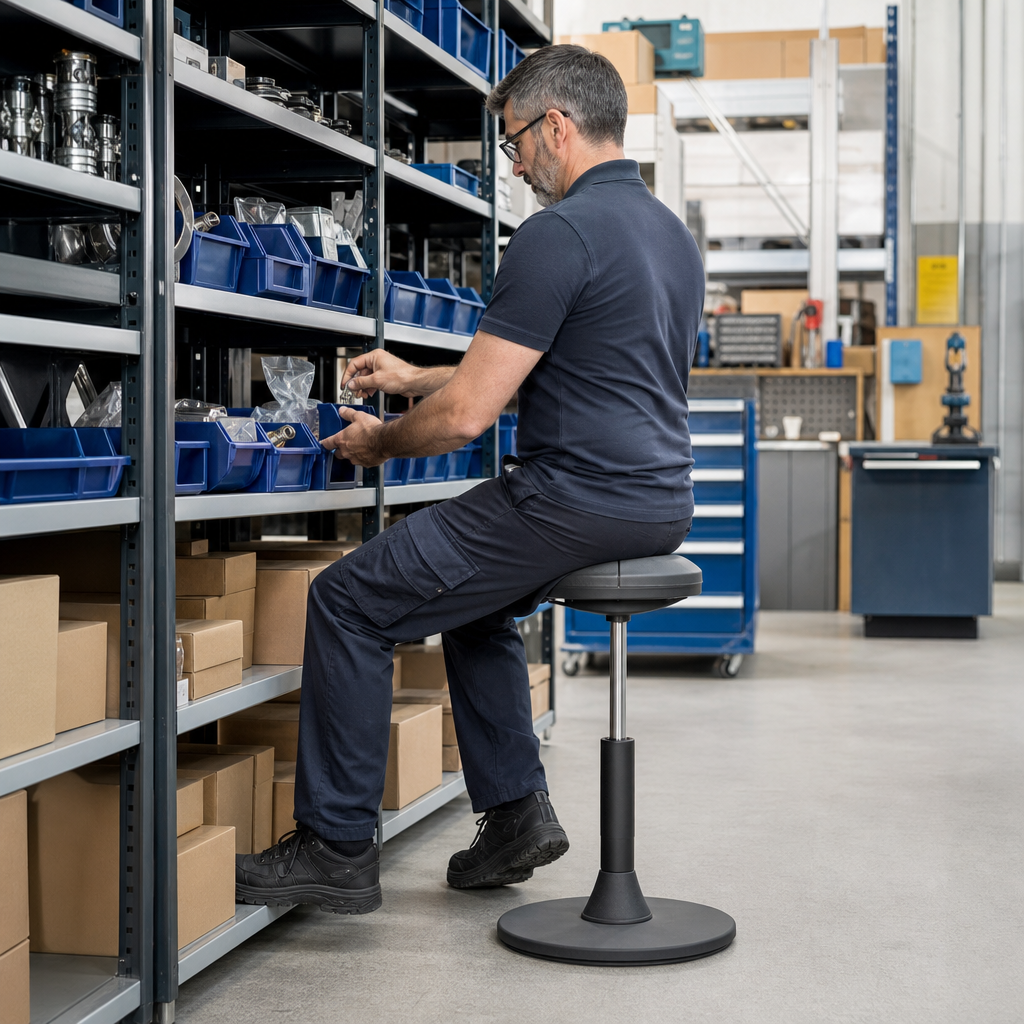 Adjustable Polyurethane Sit Stand Stool with Pads